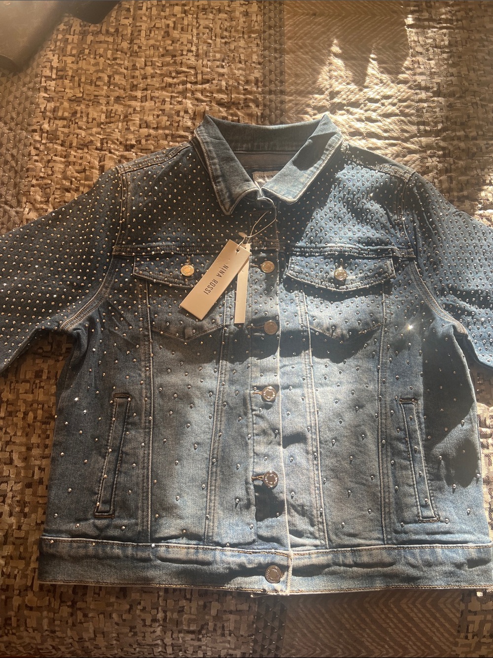 Nina Rossi Blue Denim Jacket with Silver Studs